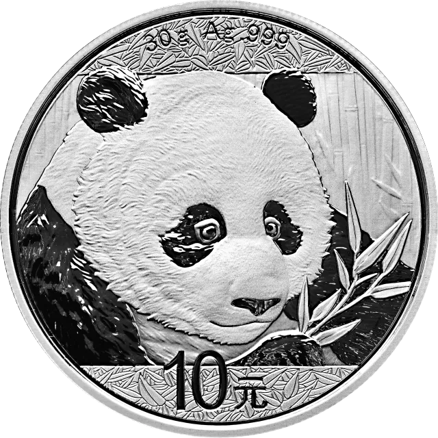 2018版熊猫金银纪念币30克圆形银质纪念币 正面图