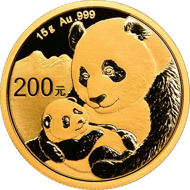 2019版熊猫金银纪念币15克圆形金质纪念币 正面图