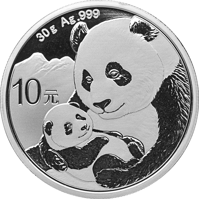 2019版熊猫金银纪念币30克圆形银质纪念币 正面图