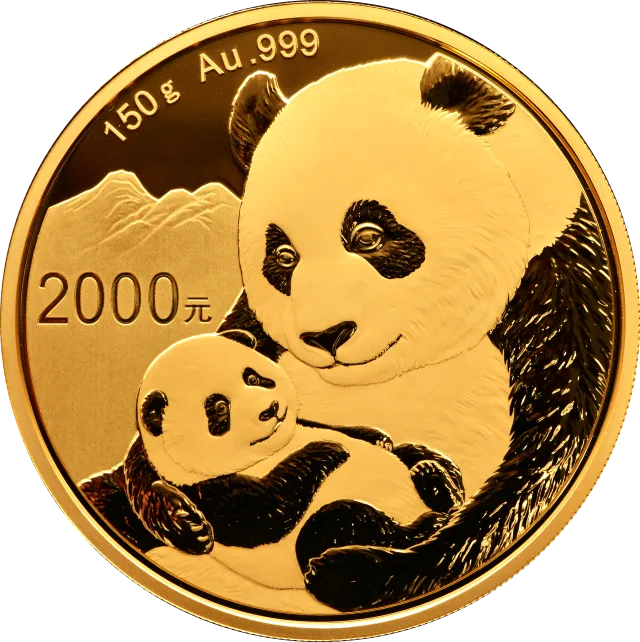 2019版熊猫金银纪念币150克圆形金质纪念币 正面图
