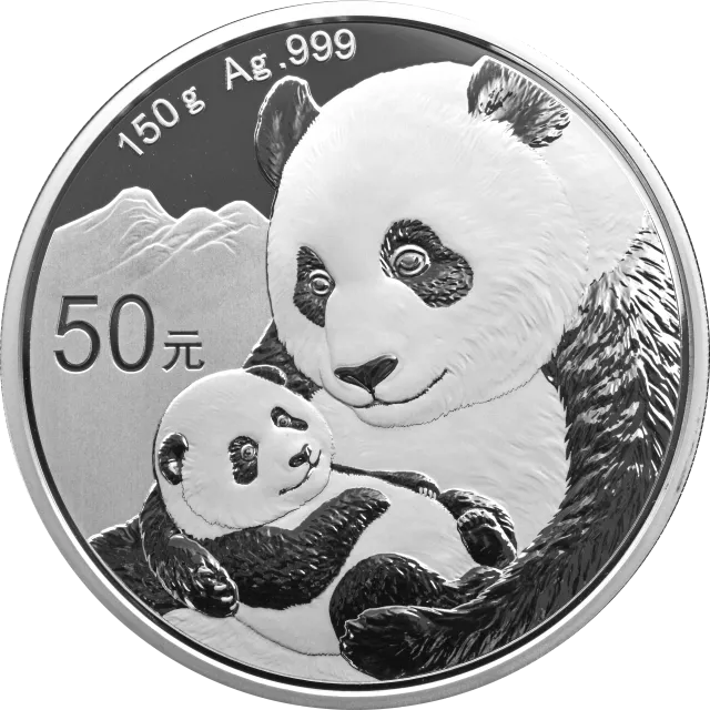 2019版熊猫金银纪念币150克圆形银质纪念币 正面图