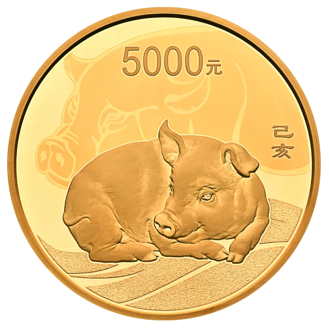 2019中国己亥(猪)年金银纪念币500克圆形金质纪念币 正面图