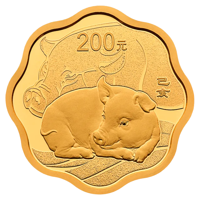 2019中国己亥（猪）年金银纪念币15克梅花形金质纪念币 正面图