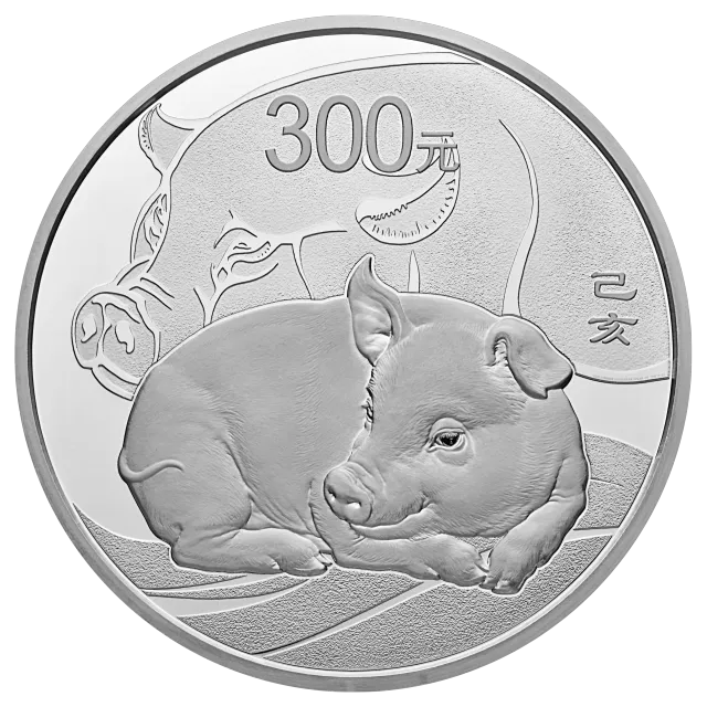 2019中国己亥(猪)年金银纪念币1公斤圆形银质纪念币 正面图