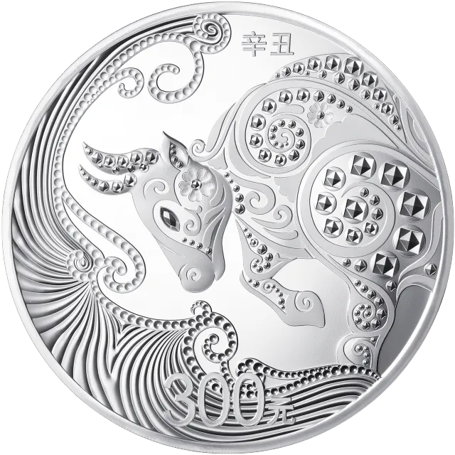 2021中国辛丑(牛)年金银纪念币1公斤圆形银质纪念币 正面图