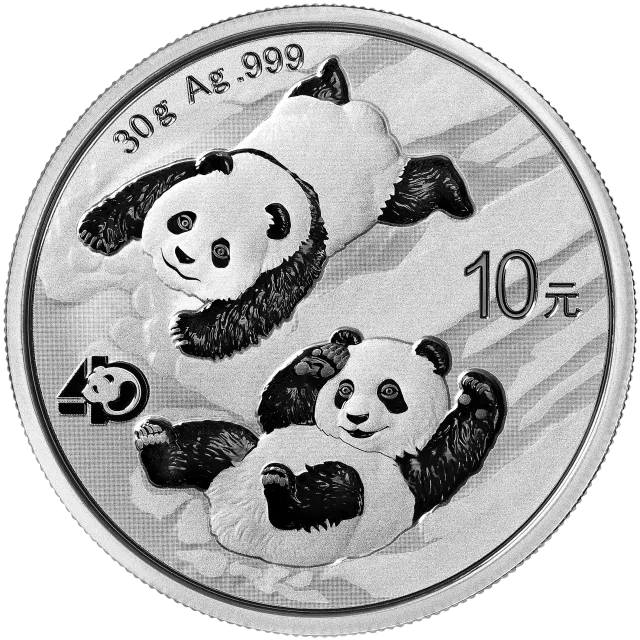 2022版熊猫贵金属纪念币30克圆形银质纪念币 正面图