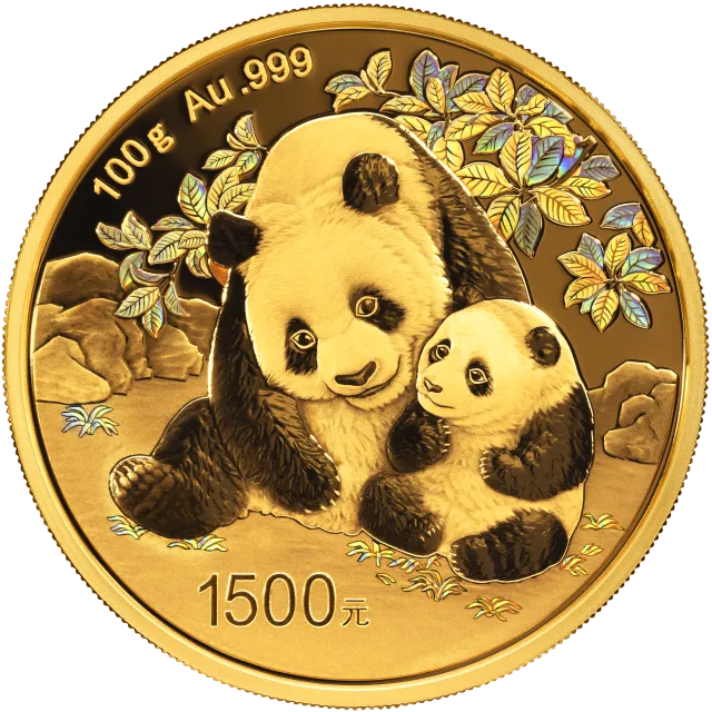 2024版熊猫100克精制金质纪念币 正面图