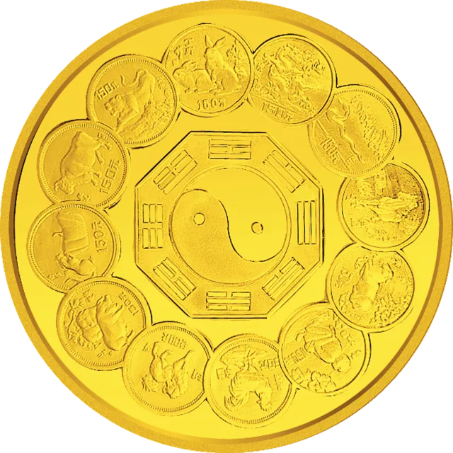 生肖纪念币发行12周年金银纪念币1公斤圆形金质纪念币 正面图