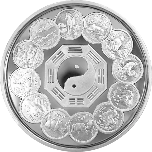 生肖纪念币发行12周年金银纪念币1公斤圆形银质纪念币 正面图