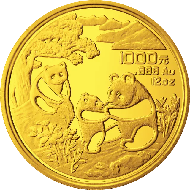 1993版熊猫金银铂及双金属纪念币12盎司圆形金质纪念币 正面图