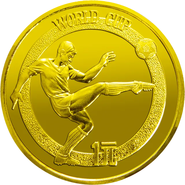 第12届世界杯足球赛金银铜纪念币12克圆形铜质纪念币 正面图