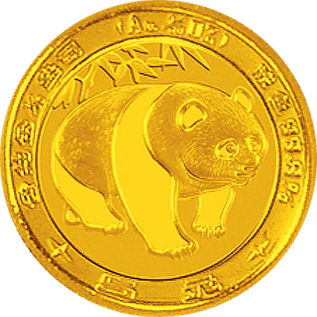 1983版熊猫金银铜纪念币1/20盎司圆形金质纪念币 正面图