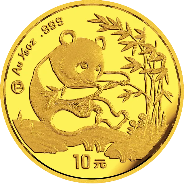 1994版熊猫金银铂及双金属纪念币1/10盎司圆形金质纪念币 正面图