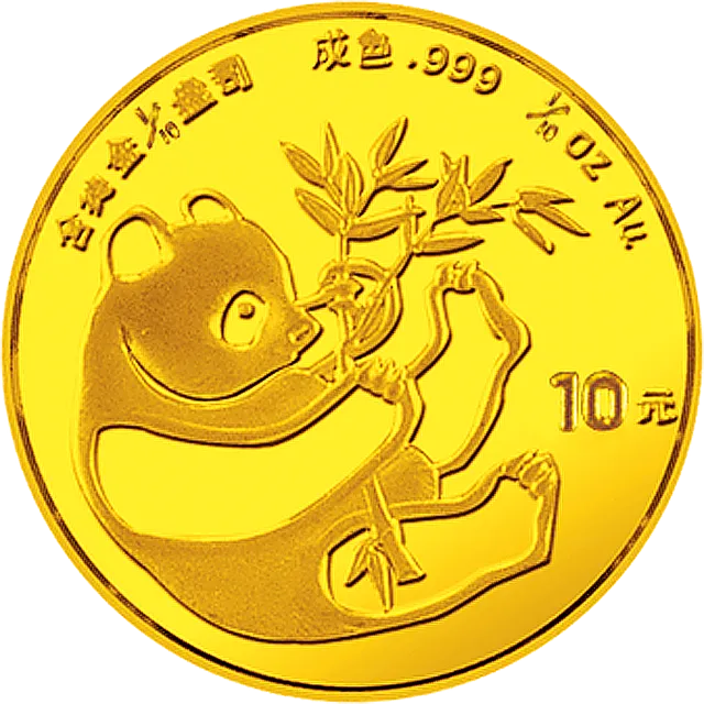 1984版熊猫金银铜纪念币1/10盎司圆形金质纪念币 正面图