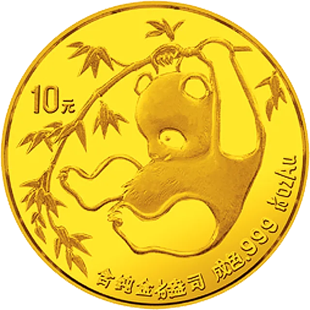 1985版熊猫金银铜纪念币1/10盎司圆形金质纪念币 正面图